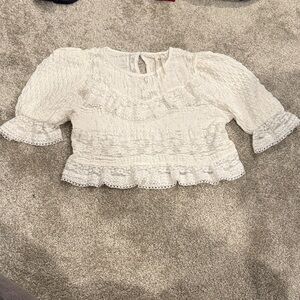 Anthropologie Ivory Lace Top